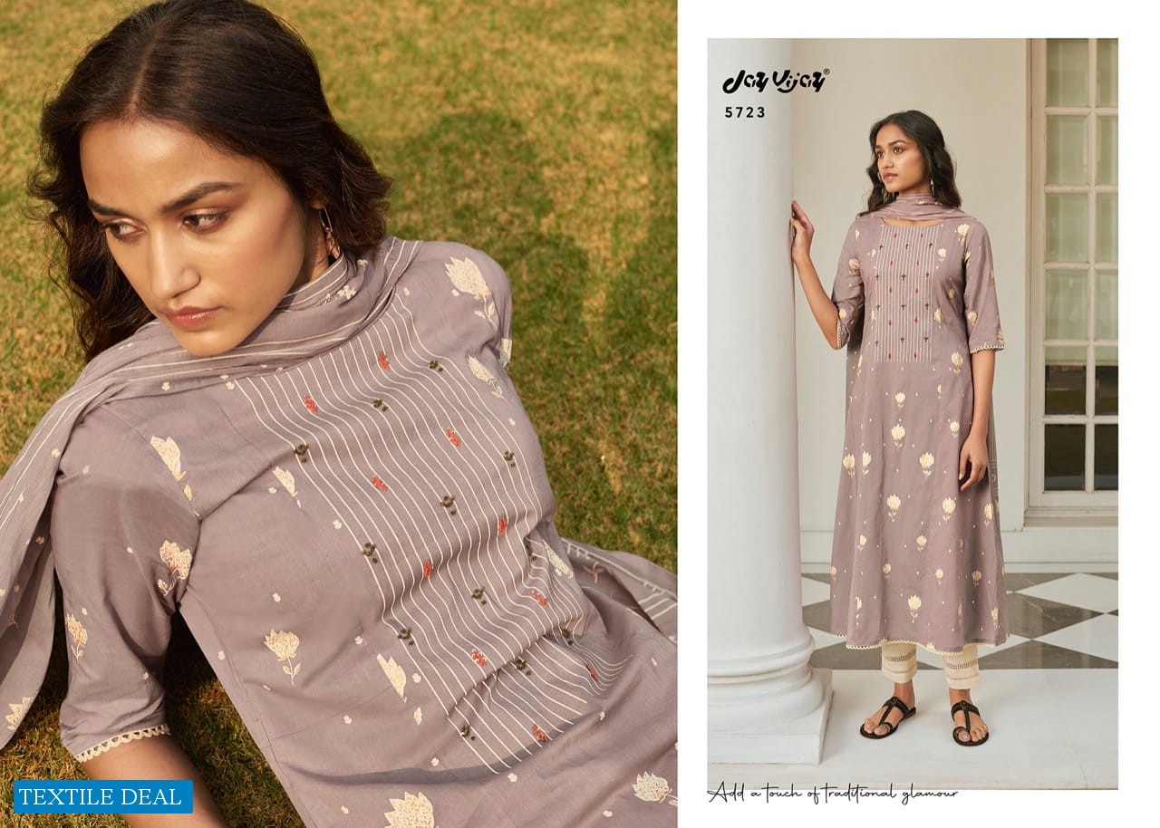 JAY VIJAY NAZAARA COTTON GOLD PRINT 5721-5730 SERIES CLASSY LOOK SALWAR SUITS