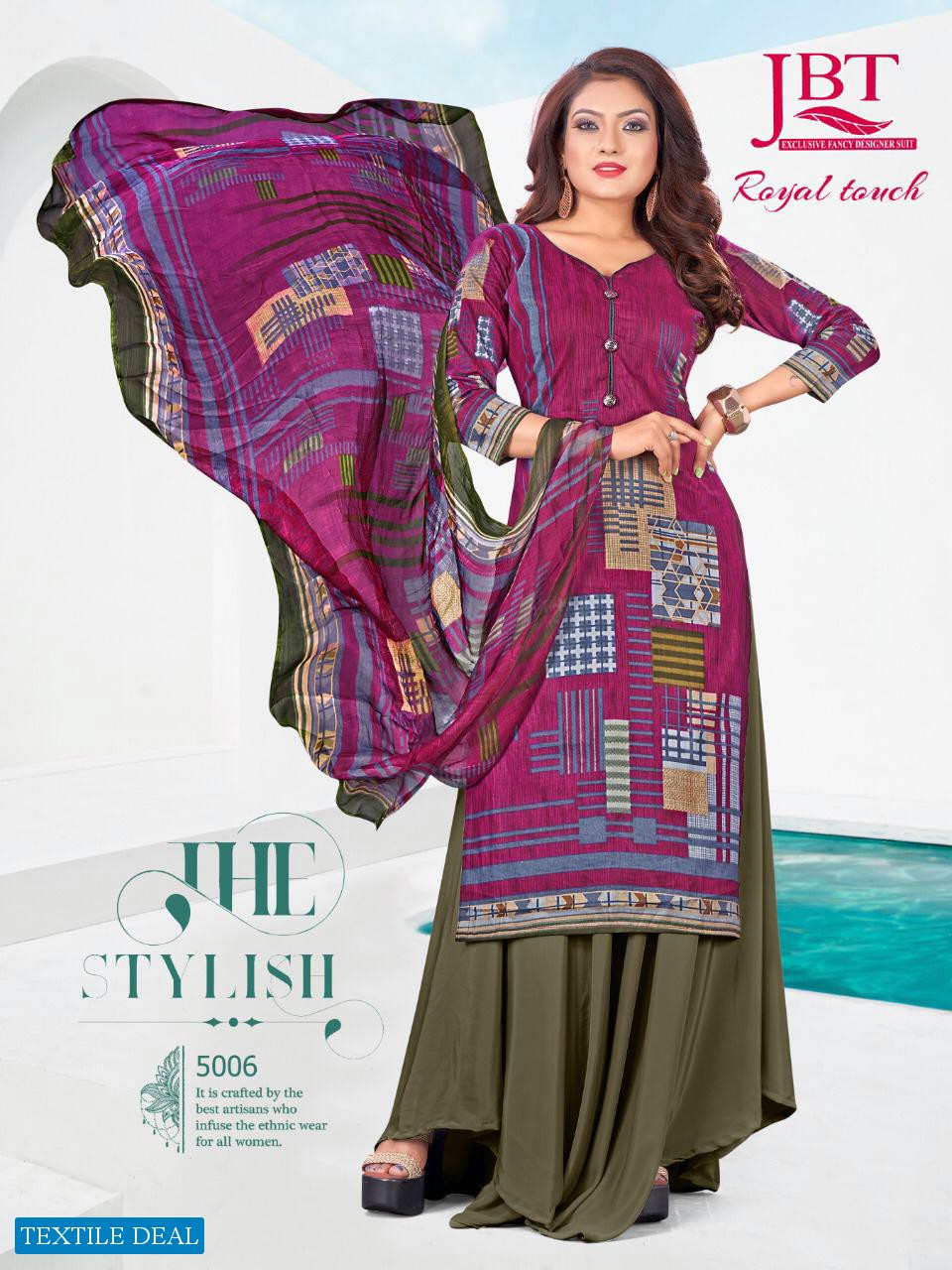 JBT Royal Touch Cambric Pure Dupatta Dress Material