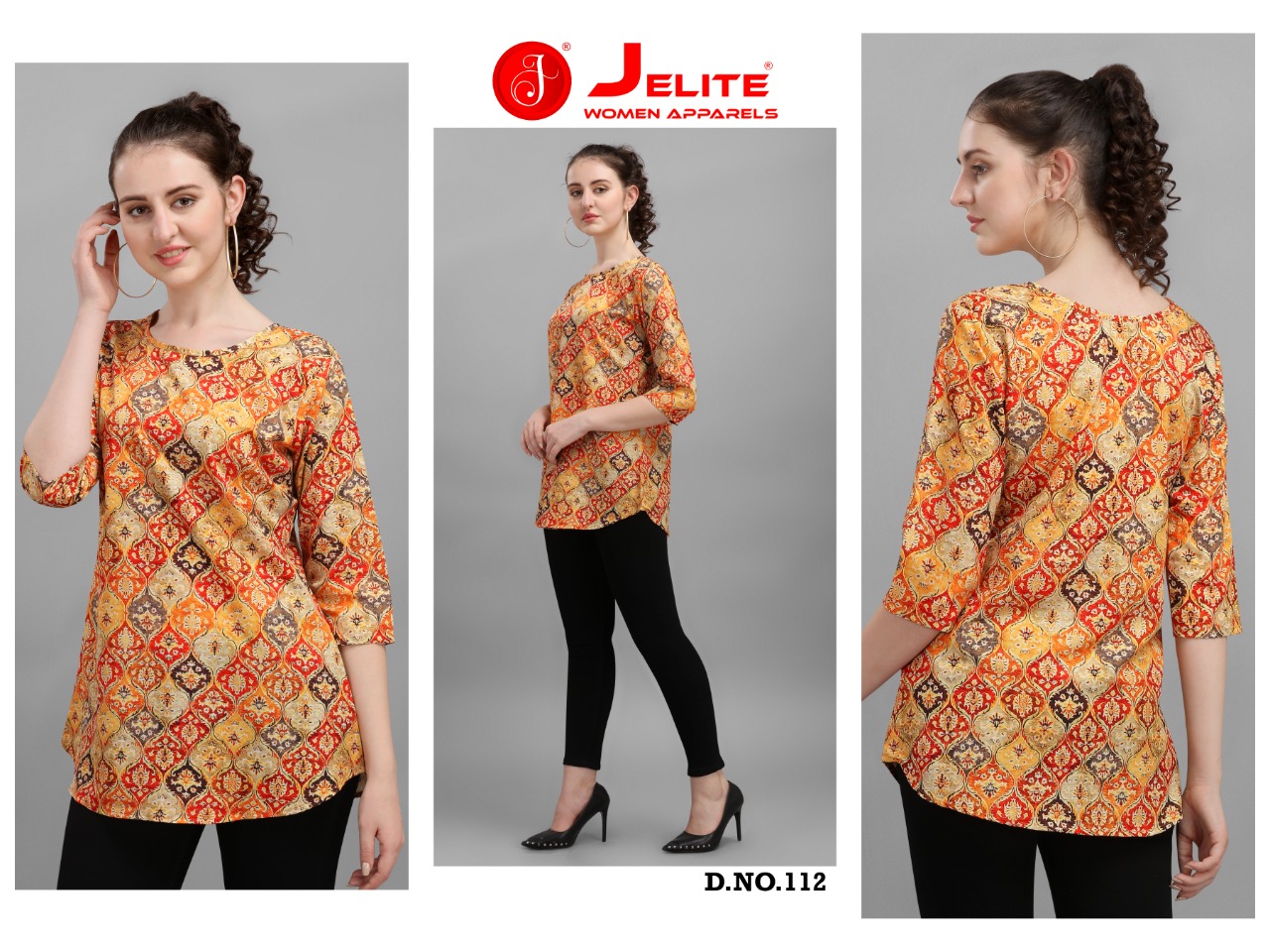 JELITE ORCHID DIGITAL PRINTED CREPE STYLISH  HIGH FASHION  WOMENS TOP