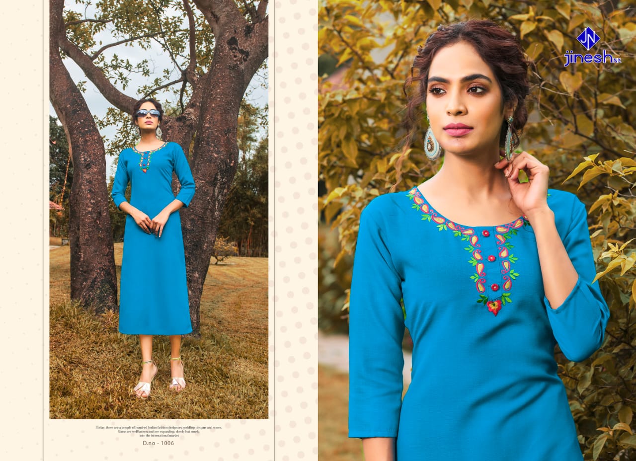 JINESH NX AASHIQUI PLUS VOL 1 ROOBY SLUB FORMAL WEAR KURTI AT CHEAPEST PRICE