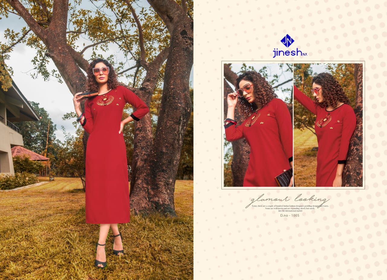 JINESH NX AASHIQUI PLUS VOL 1 ROOBY SLUB FORMAL WEAR KURTI AT CHEAPEST PRICE