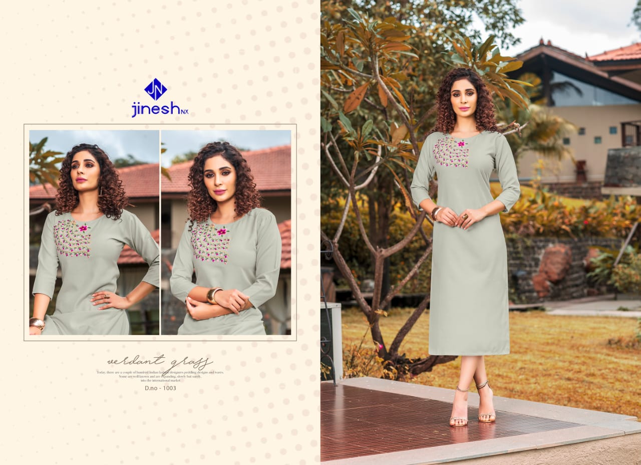 JINESH NX AASHIQUI PLUS VOL 1 ROOBY SLUB FORMAL WEAR KURTI AT CHEAPEST PRICE