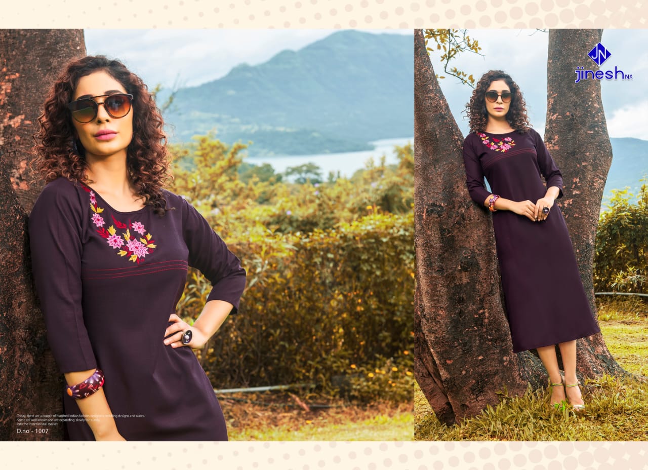 JINESH NX AASHIQUI PLUS VOL 1 ROOBY SLUB FORMAL WEAR KURTI AT CHEAPEST PRICE