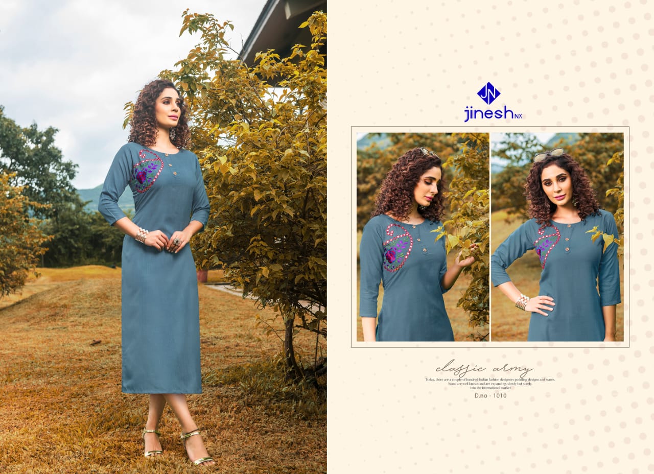JINESH NX AASHIQUI PLUS VOL 1 ROOBY SLUB FORMAL WEAR KURTI AT CHEAPEST PRICE
