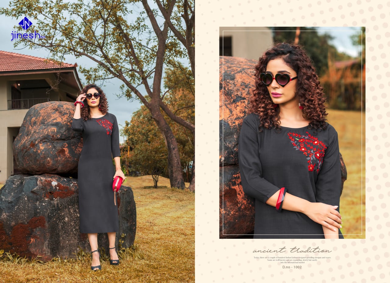 JINESH NX AASHIQUI PLUS VOL 1 ROOBY SLUB FORMAL WEAR KURTI AT CHEAPEST PRICE