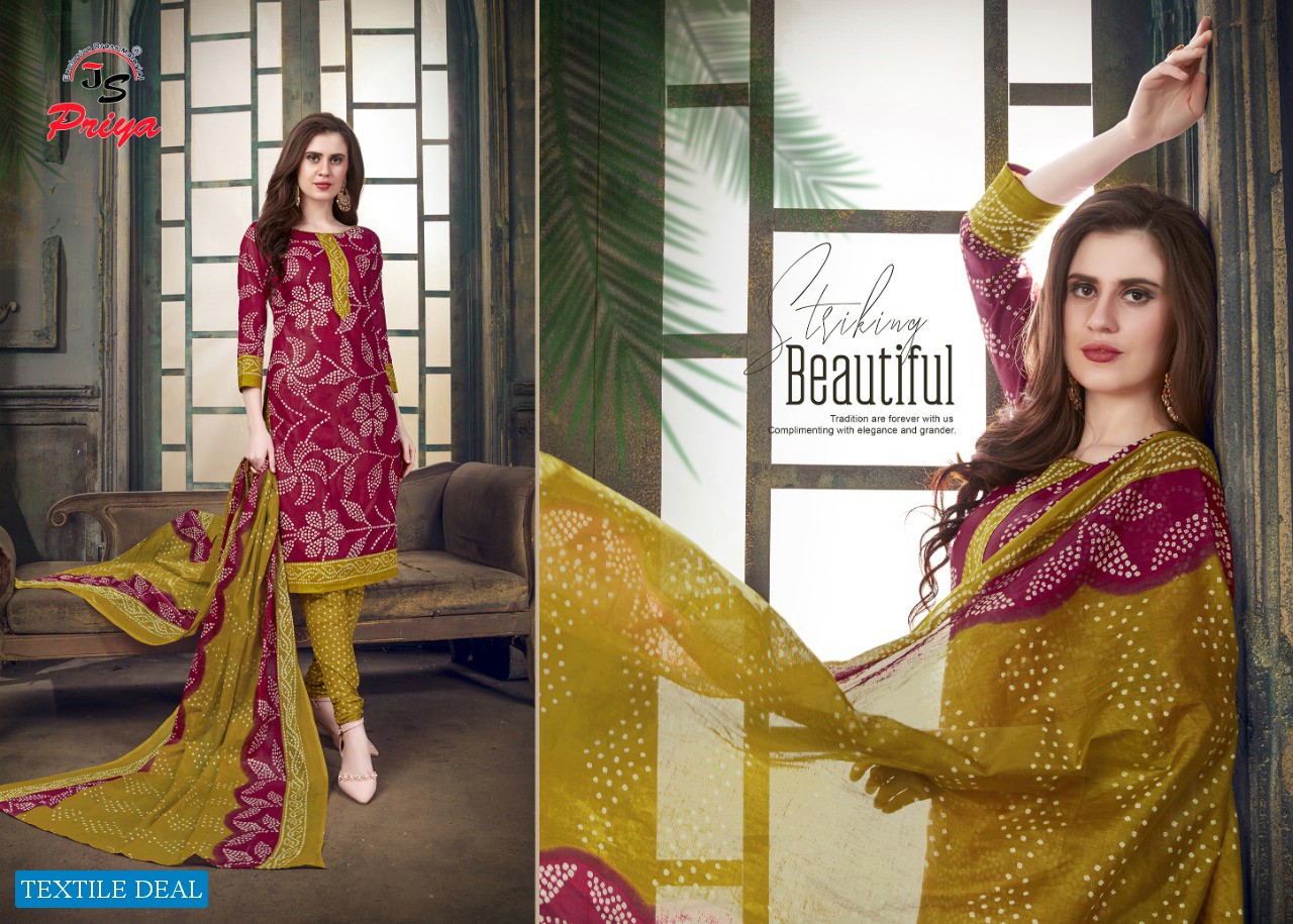 JS Priya bandhej Wholesale bandhani Dress Material