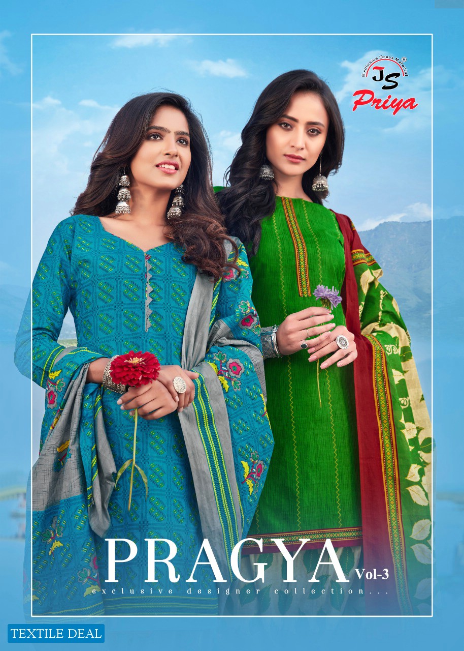 JS priya Pragha Vol-3 Wholesale Cotton Printed Dress Material