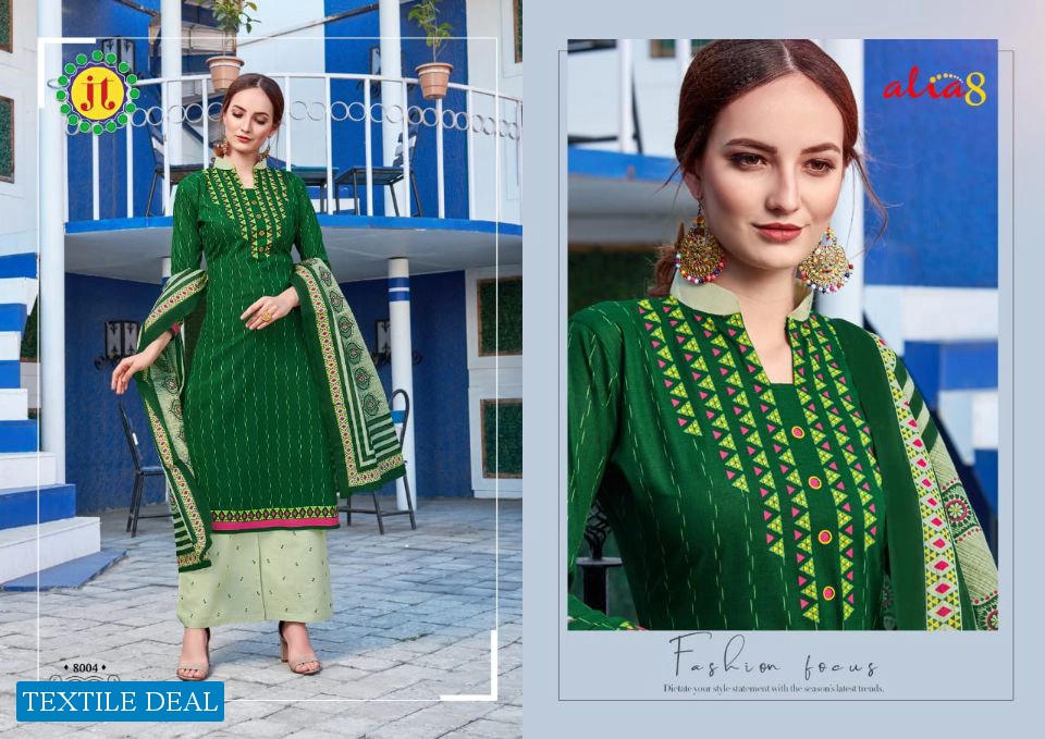 JT Alia vol-8 Wholesaler Chudidar Dress material