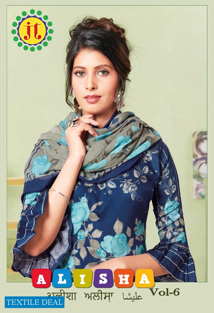 JT Alisha Karachi Vol-6 Wholesale printed Dress Material