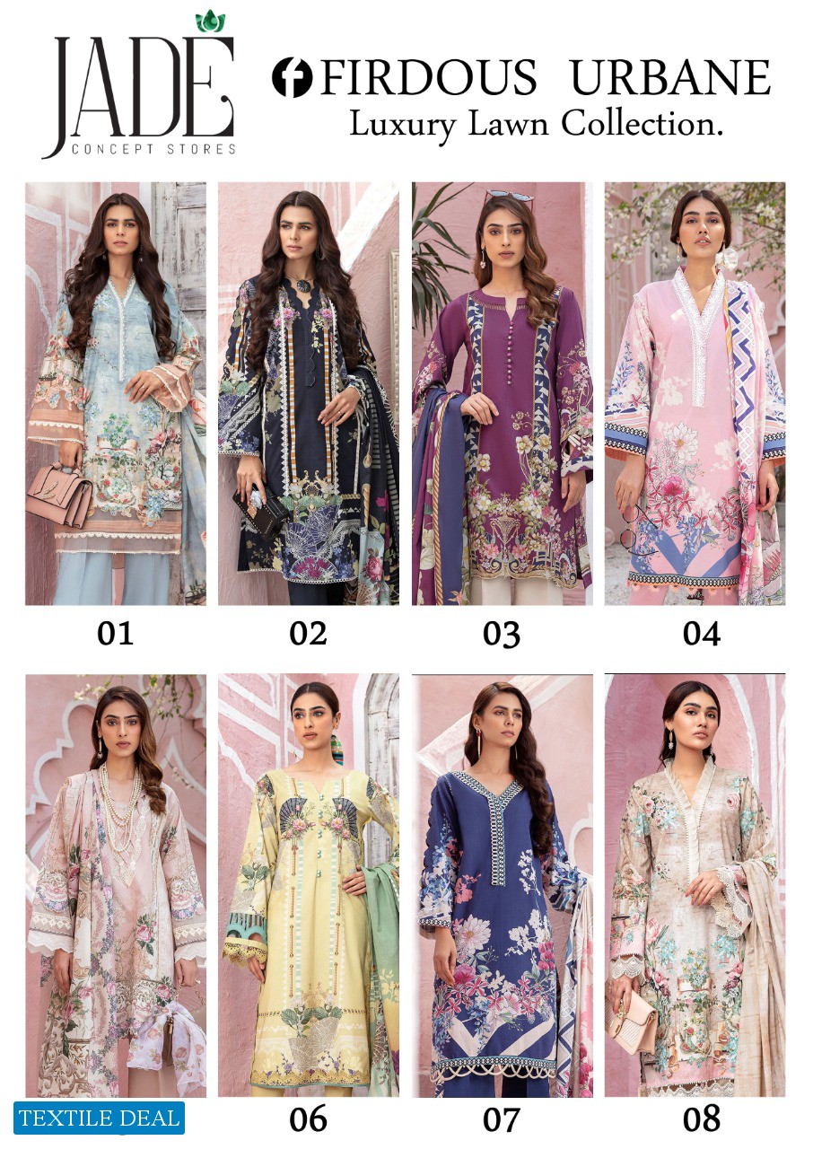 Jade Firdous Urbane Luxury lawn Collection Wholesaler In India