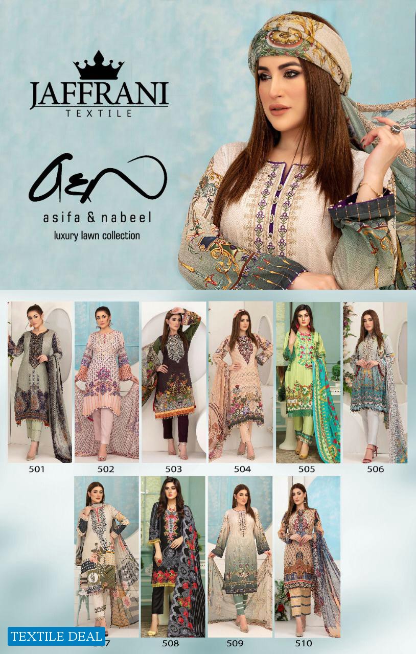 Jaffrani Asifa and Nabeel Luxury Lawn Collection Wholesale Printed Dress Material