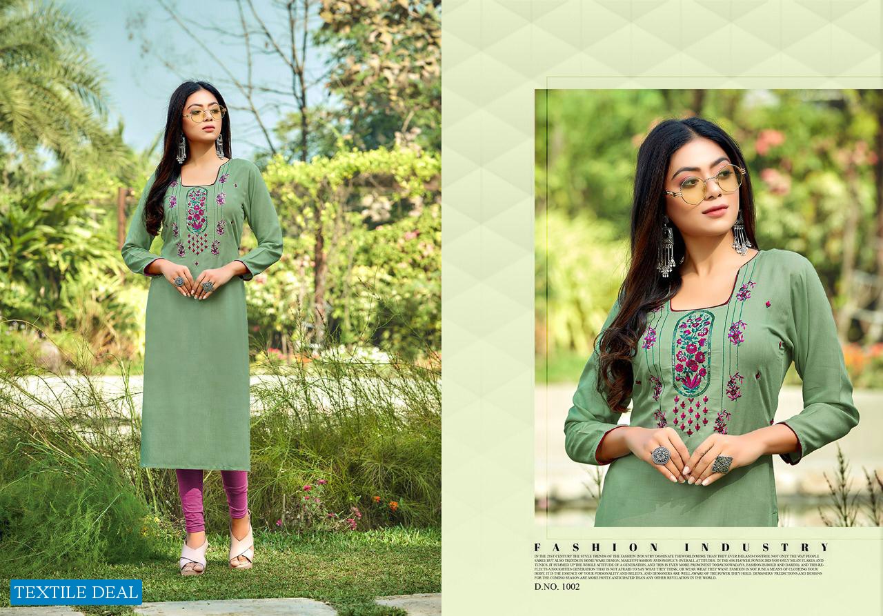 Jinesh Nx Aaliya Vol-2 14 Kg Reyon With Hand Work Kurtis