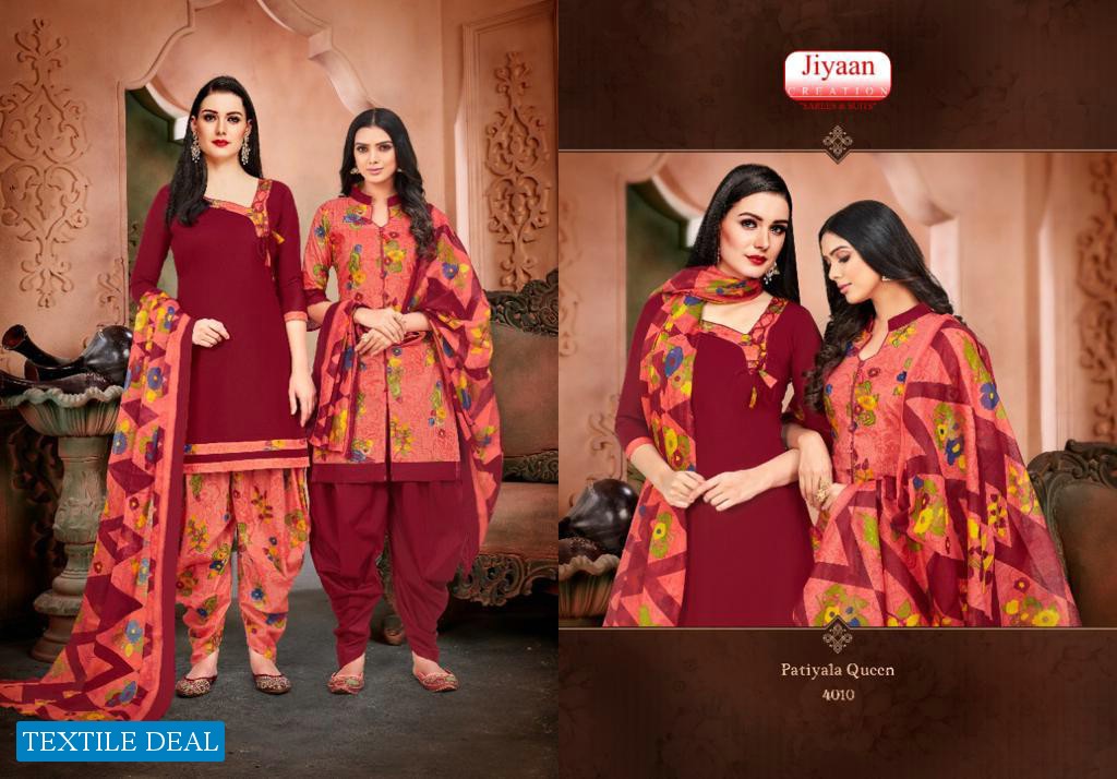 Jiyaan Patiyala Queen Vol-4 Wholesale Printed Dress Material
