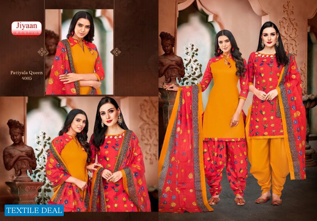 Jiyaan Patiyala Queen Vol-4 Wholesale Printed Dress Material