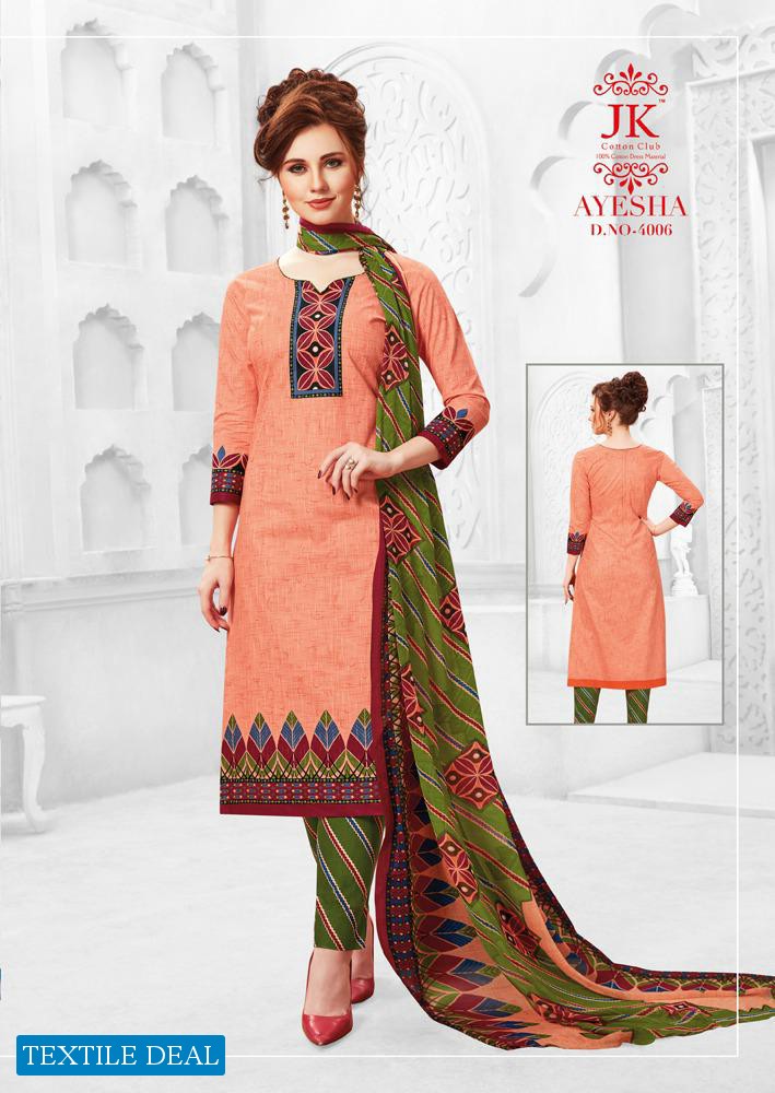 Jk Ayesha Vol-4 Wholesale Shopping Printed Dress Material