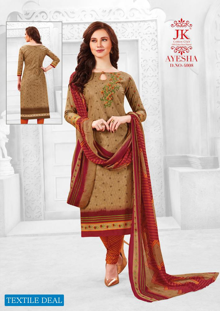 Jk Ayesha Vol-4 Wholesale Shopping Printed Dress Material