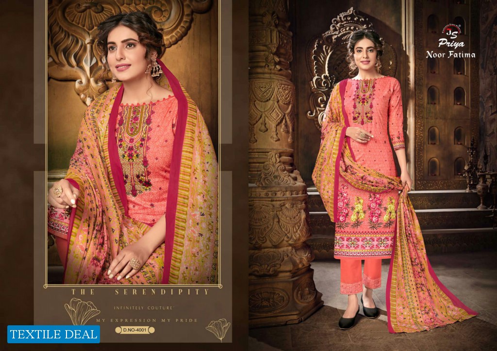 Js priya Noor Fatima Vol-4 Wholesale Karachi Print Dress Material