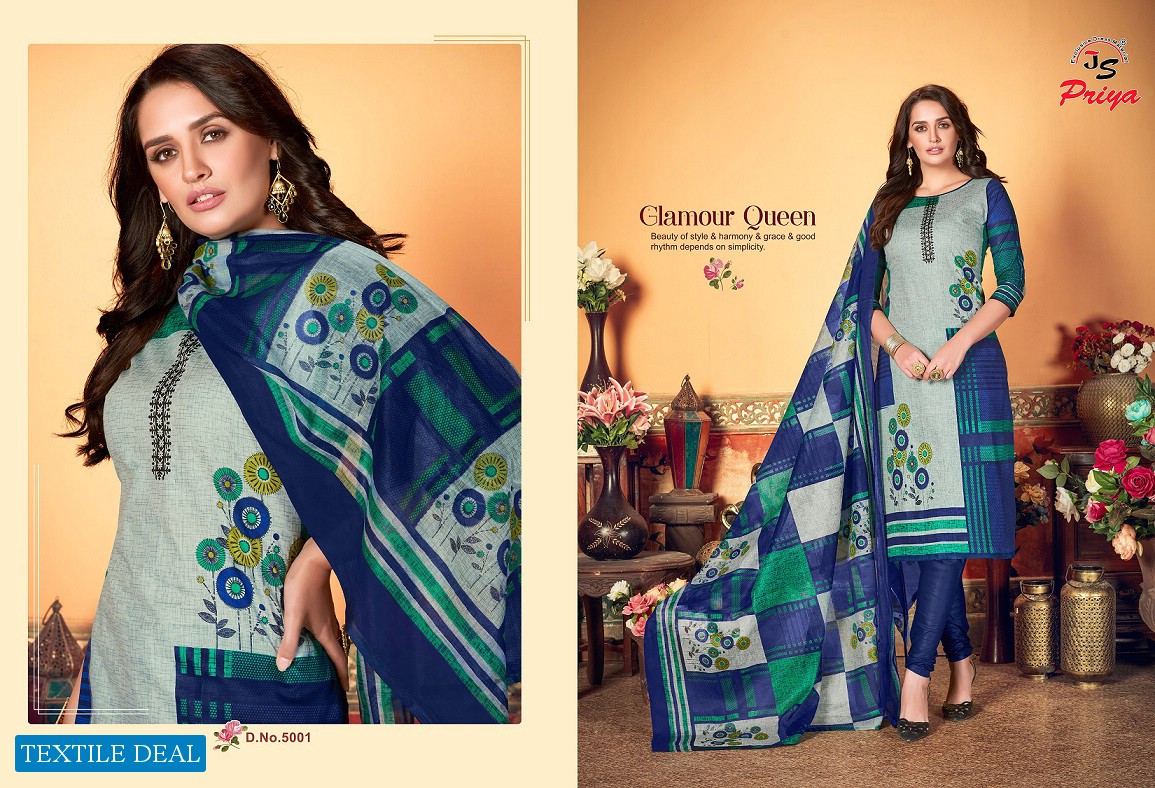 Js priya priyalaxmi Vol-5 Wholesale Printed Formal Dress Material