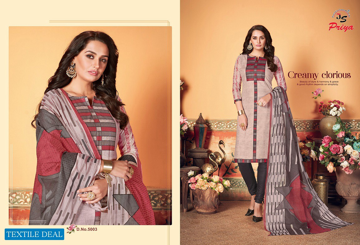 Js priya priyalaxmi Vol-5 Wholesale Printed Formal Dress Material