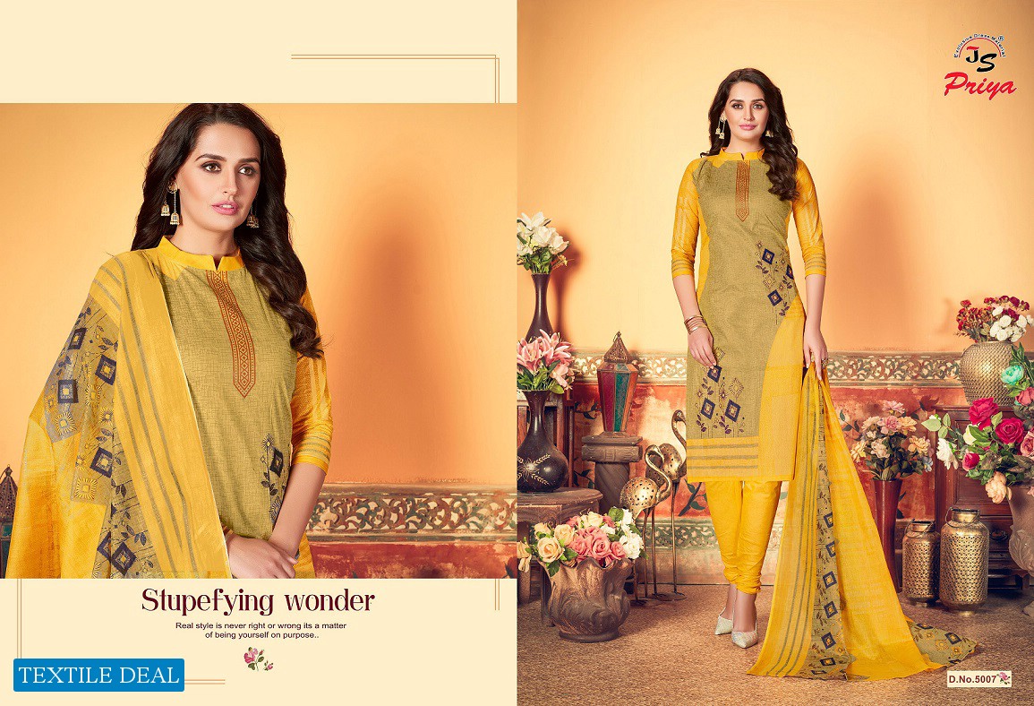 Js priya priyalaxmi Vol-5 Wholesale Printed Formal Dress Material