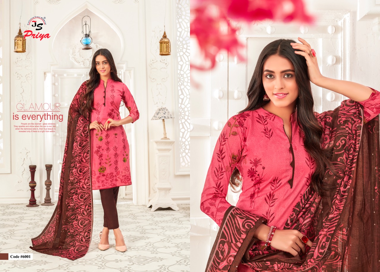 Js priya priyalaxmi Vol-6 Wholesale Printed Formal Dress Material