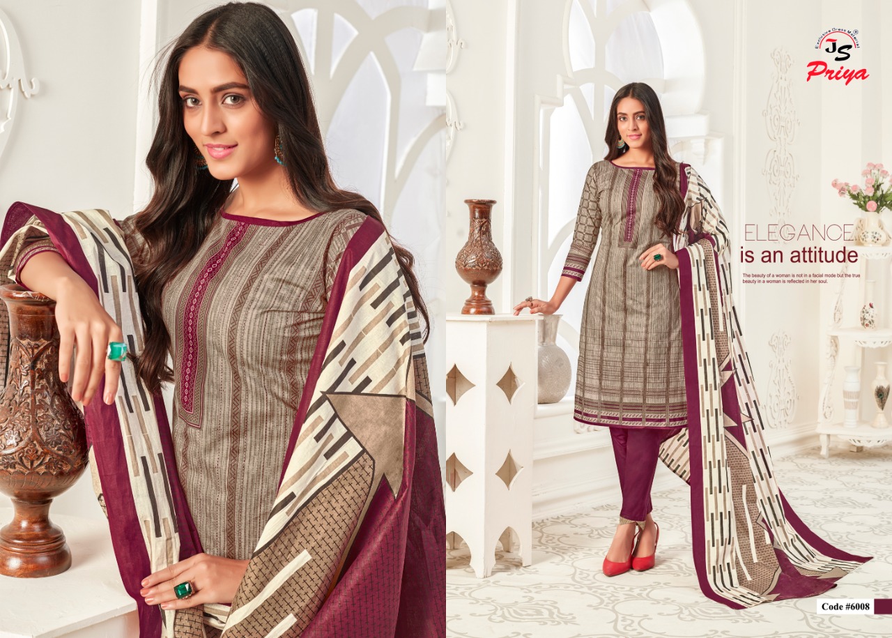 Js priya priyalaxmi Vol-6 Wholesale Printed Formal Dress Material