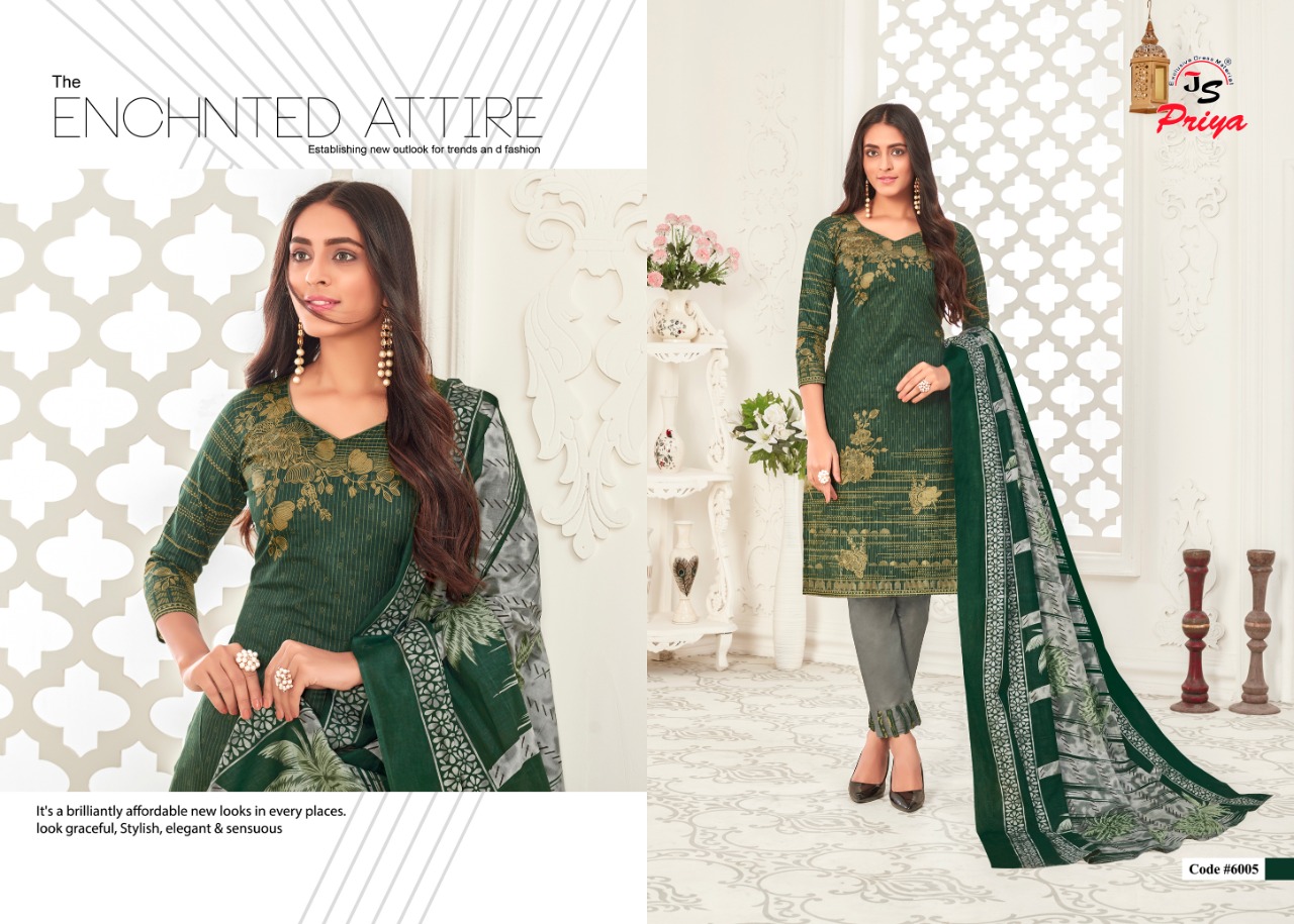 Js priya priyalaxmi Vol-6 Wholesale Printed Formal Dress Material