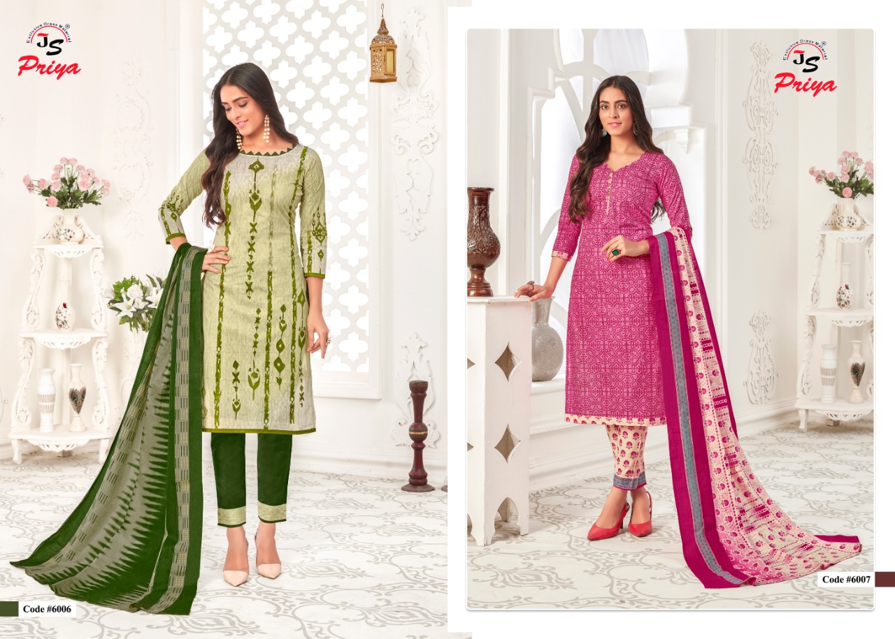 Js priya priyalaxmi Vol-6 Wholesale Printed Formal Dress Material