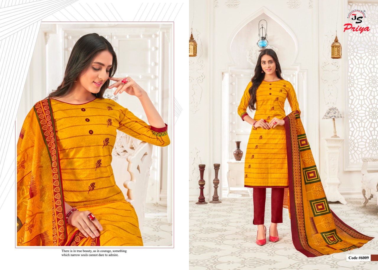 Js priya priyalaxmi Vol-6 Wholesale Printed Formal Dress Material