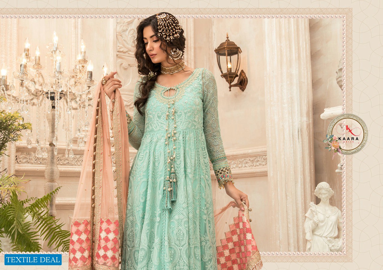 KAARA SUITS MBROIDERED M PRINT GEORGETTE WITH NET PAKISTANI SUIT CONCEPT LIMITED STOCK