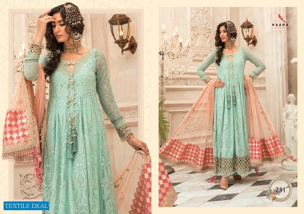 KAARA SUITS MBROIDERED M PRINT GEORGETTE WITH NET PAKISTANI SUIT CONCEPT LIMITED STOCK