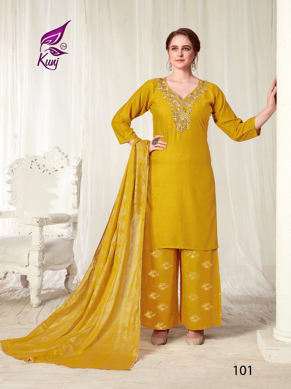 KAINAAT BY KUNJ RAYON READYMADE PALAZZO STYLE SALWAR KAMEEZ