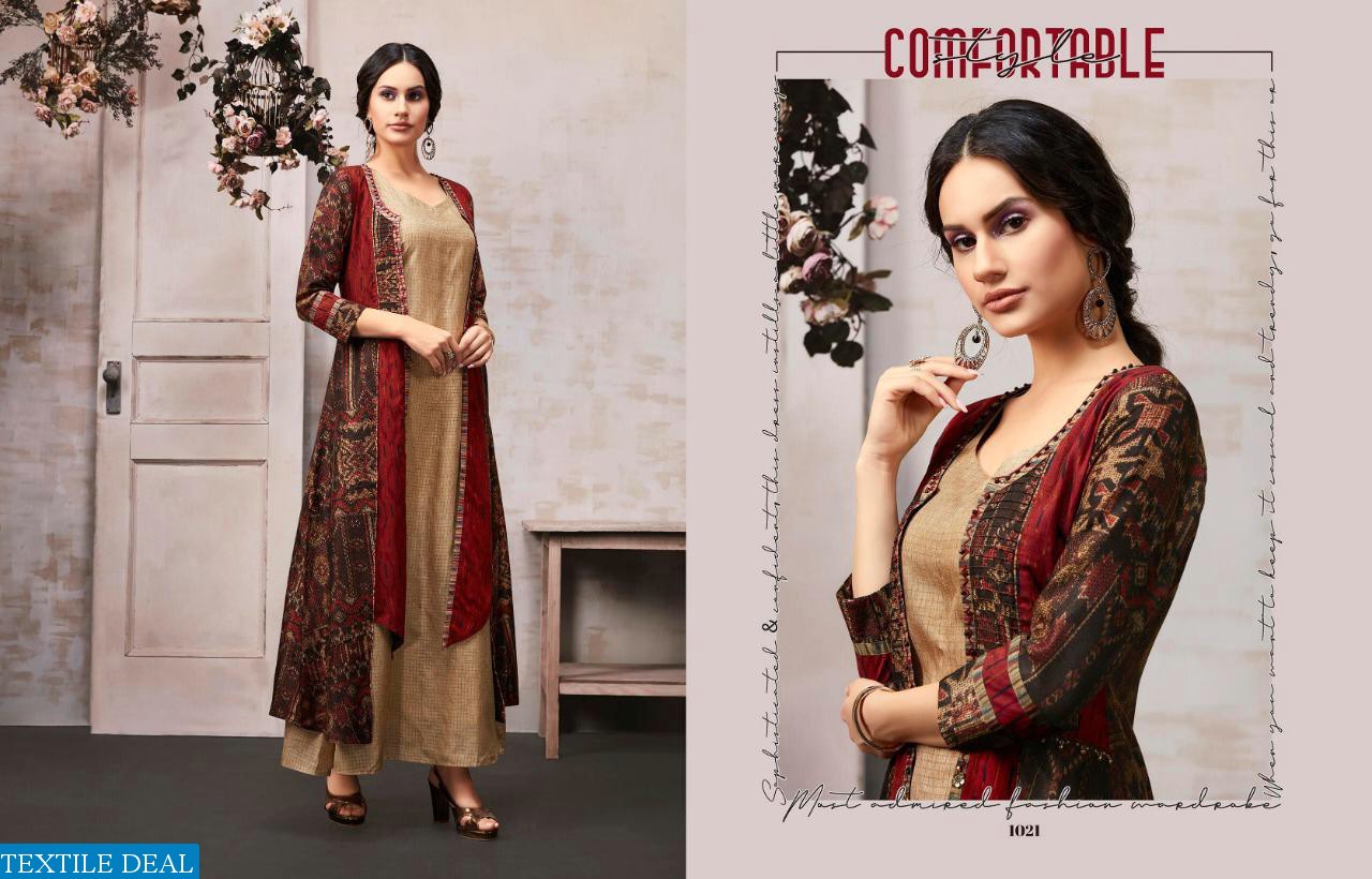 KAJAREE PRESENT ANAYA SILK LONG SHRUG STYLE KURTI DEALER IN SURAT