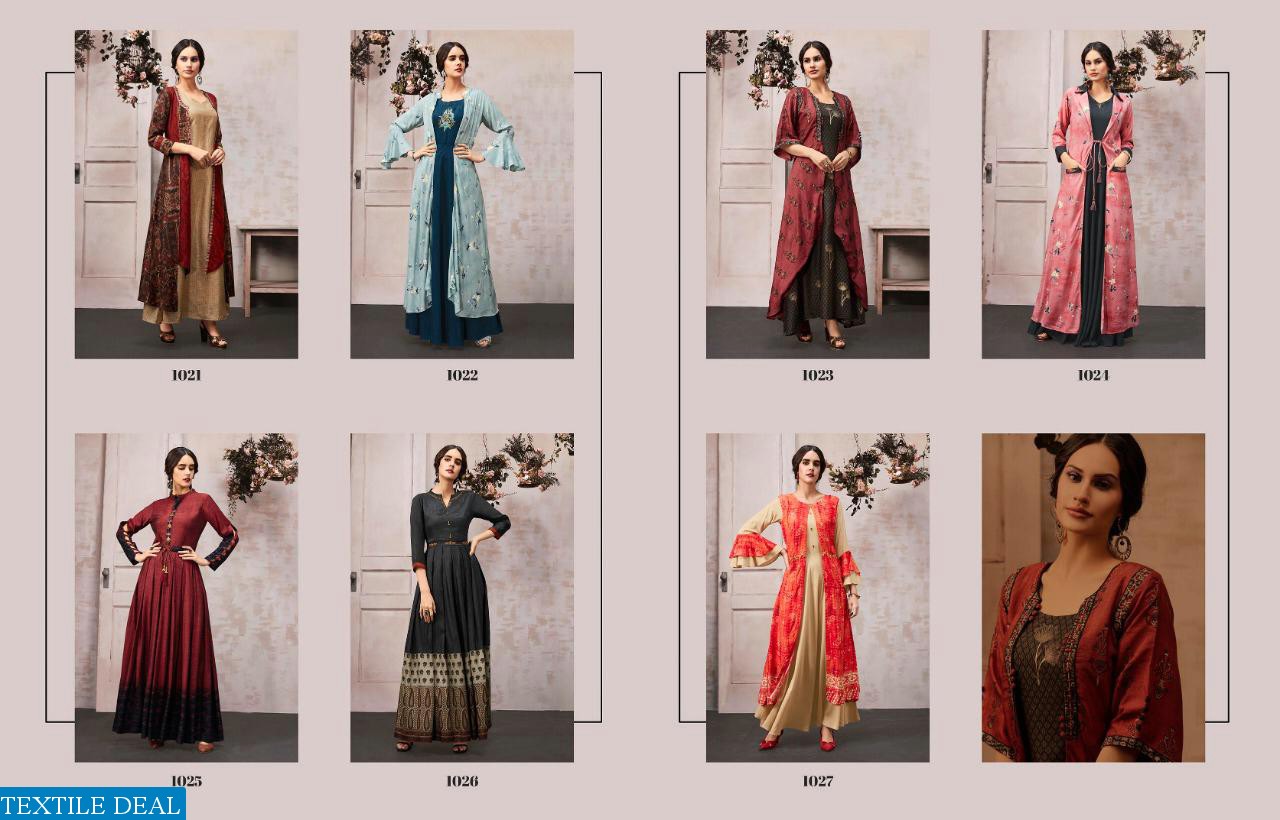 KAJAREE PRESENT ANAYA SILK LONG SHRUG STYLE KURTI DEALER IN SURAT