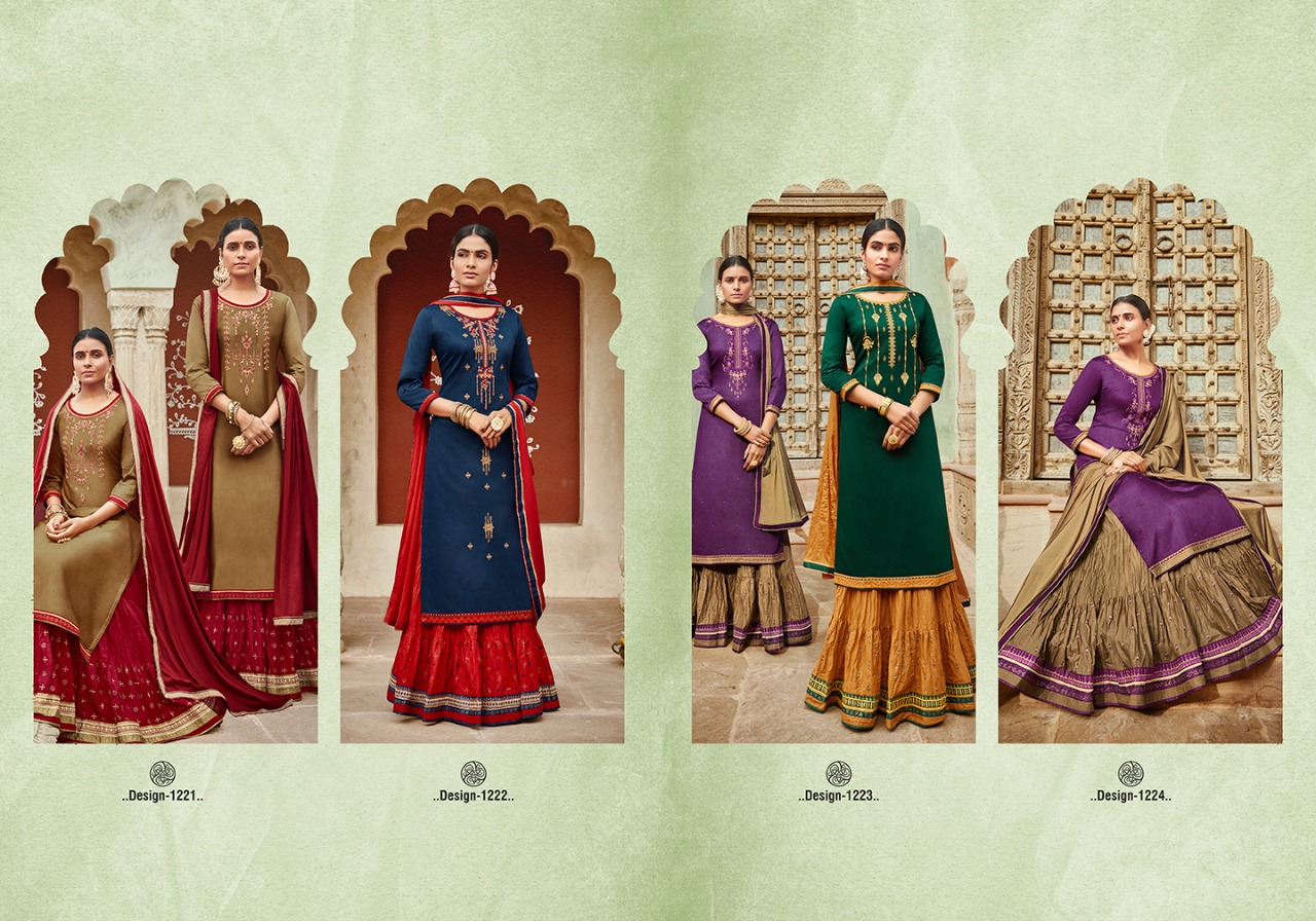 KALARANG BLUE STAR JAM SILK COTTON SKIRT STYLE SALWAR KAMEEZ WHOLESALER