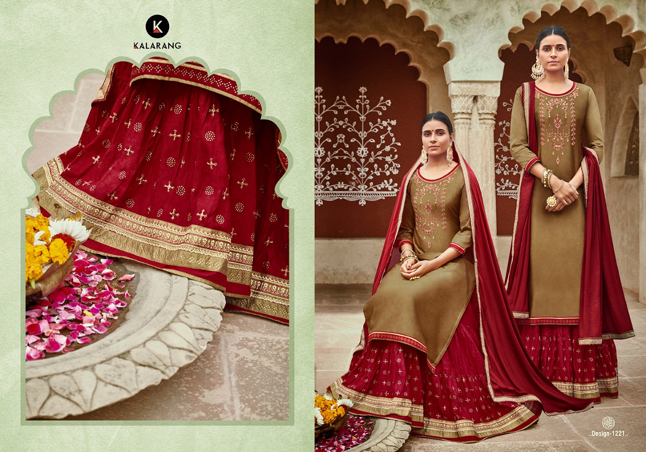 KALARANG BLUE STAR JAM SILK COTTON SKIRT STYLE SALWAR KAMEEZ WHOLESALER