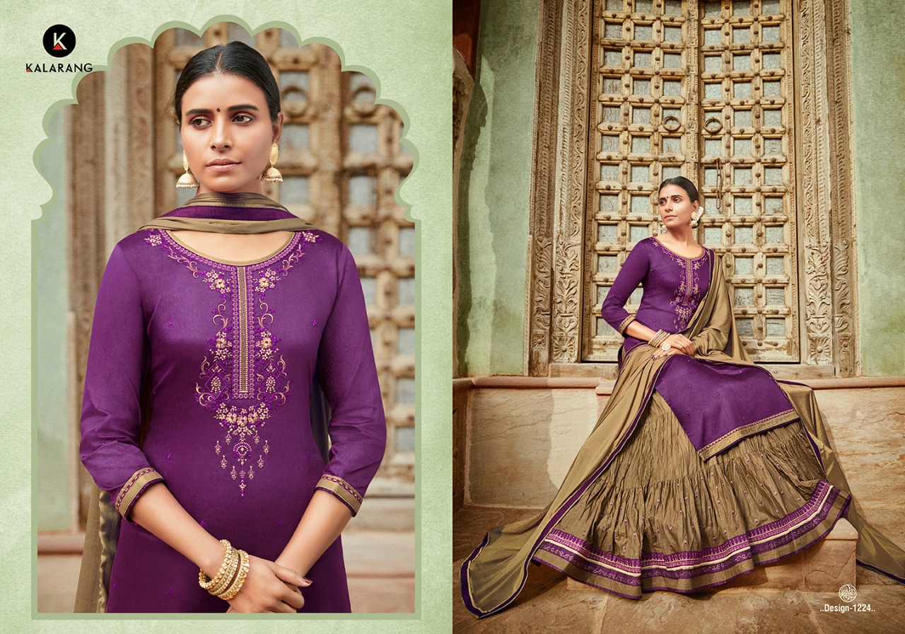 KALARANG BLUE STAR JAM SILK COTTON SKIRT STYLE SALWAR KAMEEZ WHOLESALER