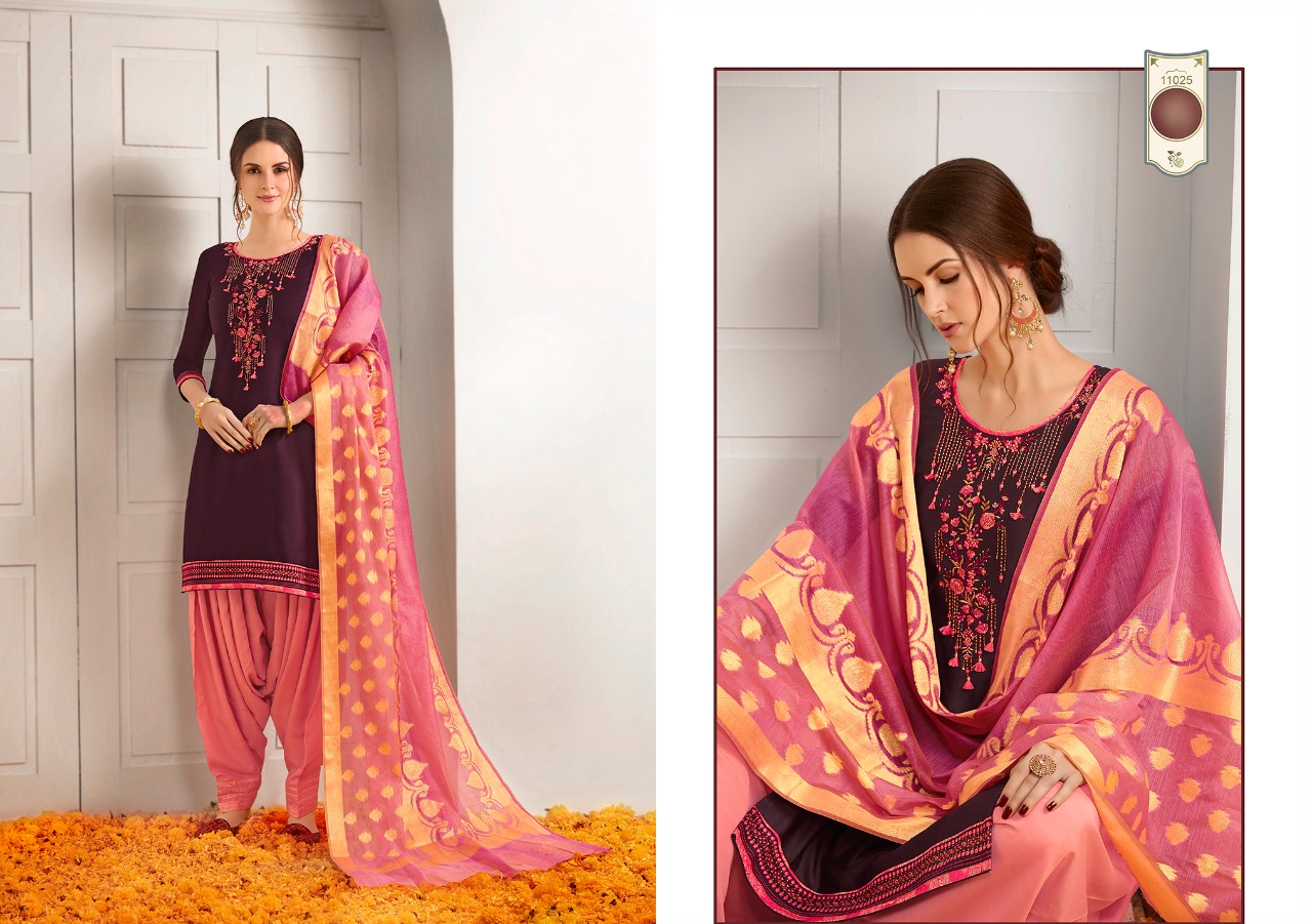 KALAROOP SUNHERI BY PATIALA JAM SILK READYMADE SALWAR KAMEEZ BY KAJREE