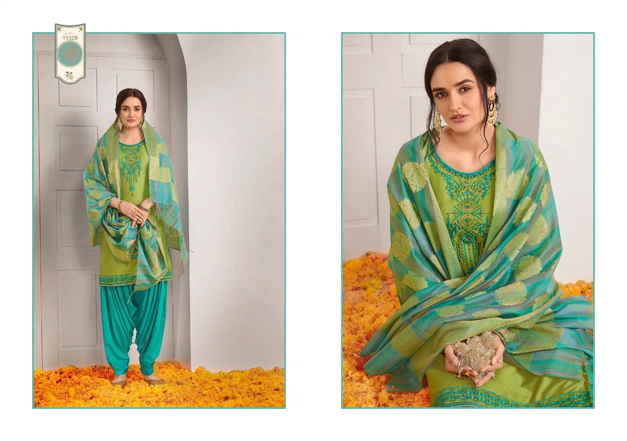 KALAROOP SUNHERI BY PATIALA JAM SILK READYMADE SALWAR KAMEEZ BY KAJREE