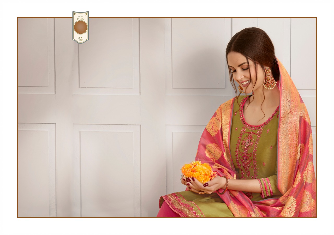 KALAROOP SUNHERI BY PATIALA JAM SILK READYMADE SALWAR KAMEEZ BY KAJREE