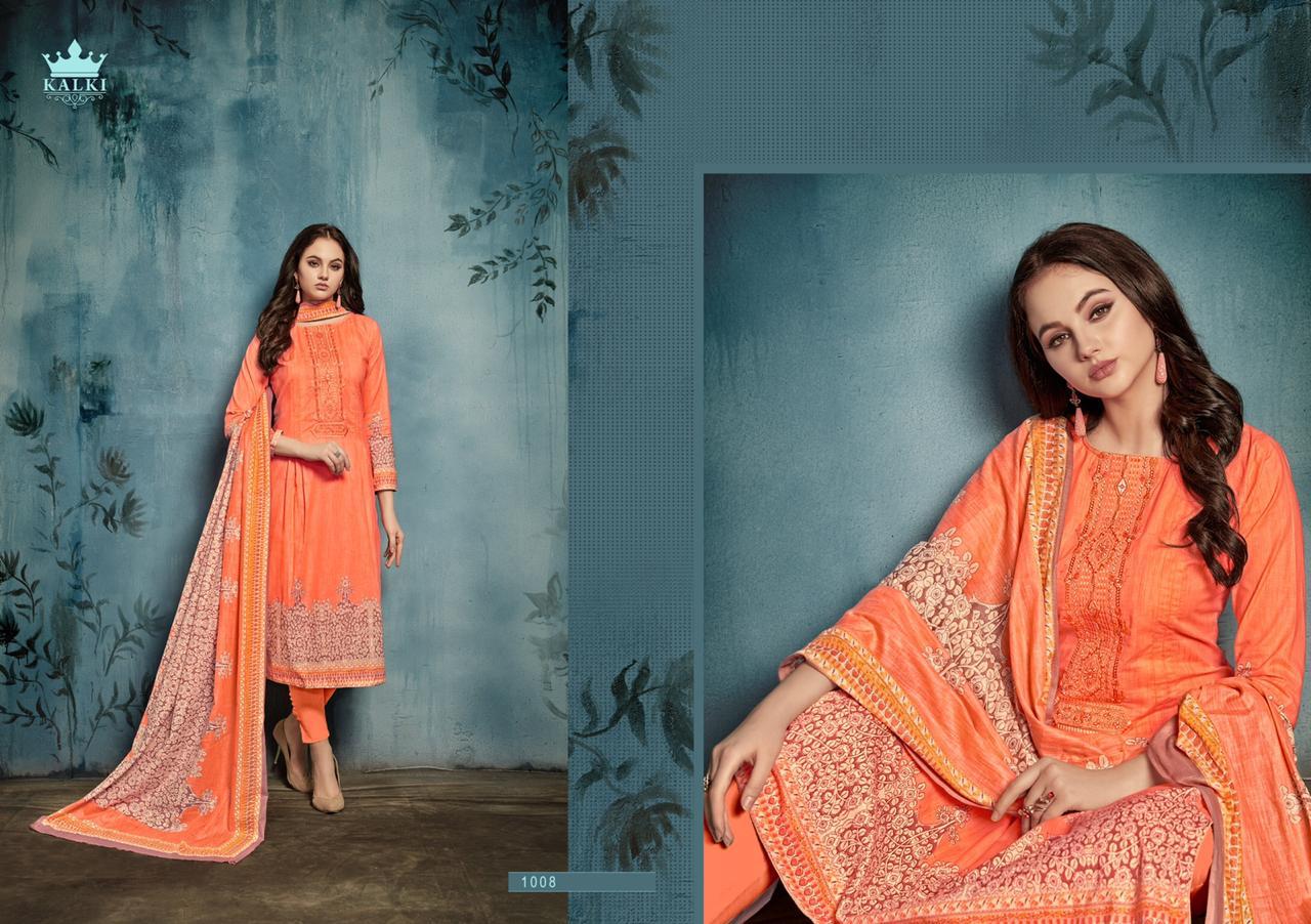 KALKI ROZAAN LAWN COTTON PRINT WORK SUITS WHOLESALE