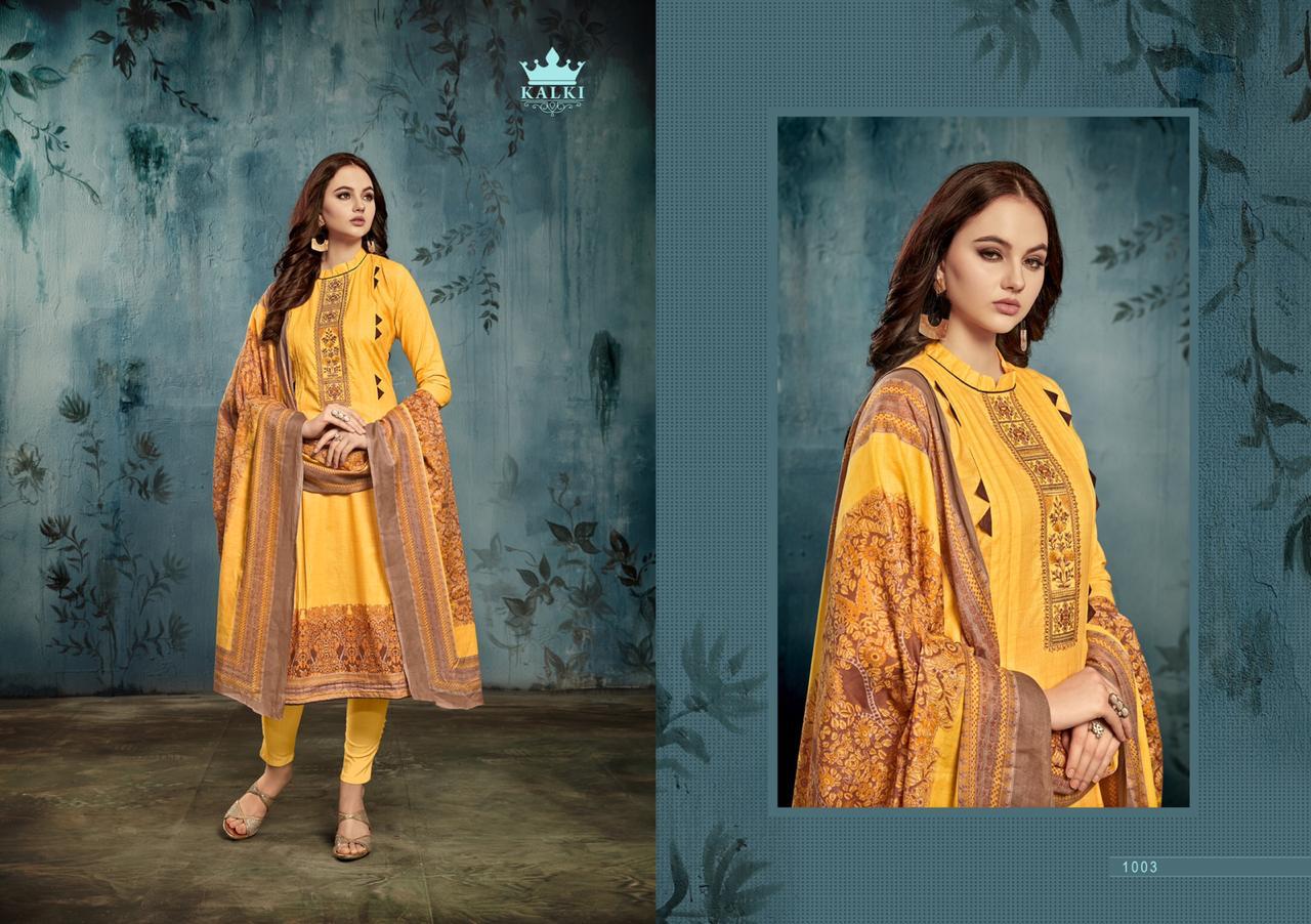 KALKI ROZAAN LAWN COTTON PRINT WORK SUITS WHOLESALE