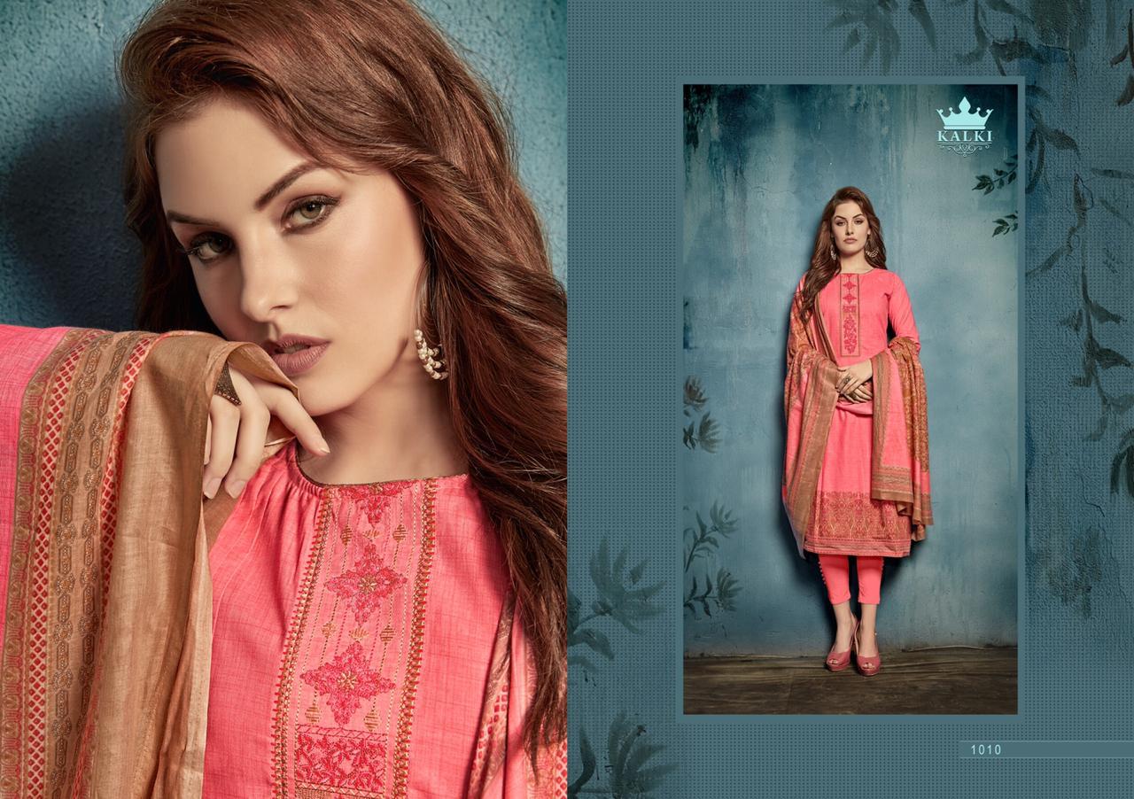 KALKI ROZAAN LAWN COTTON PRINT WORK SUITS WHOLESALE