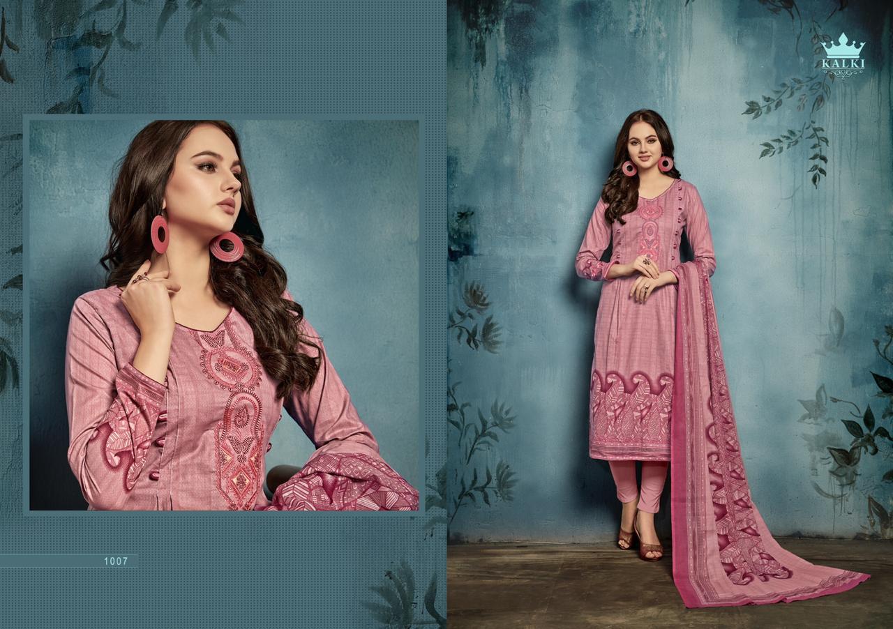 KALKI ROZAAN LAWN COTTON PRINT WORK SUITS WHOLESALE