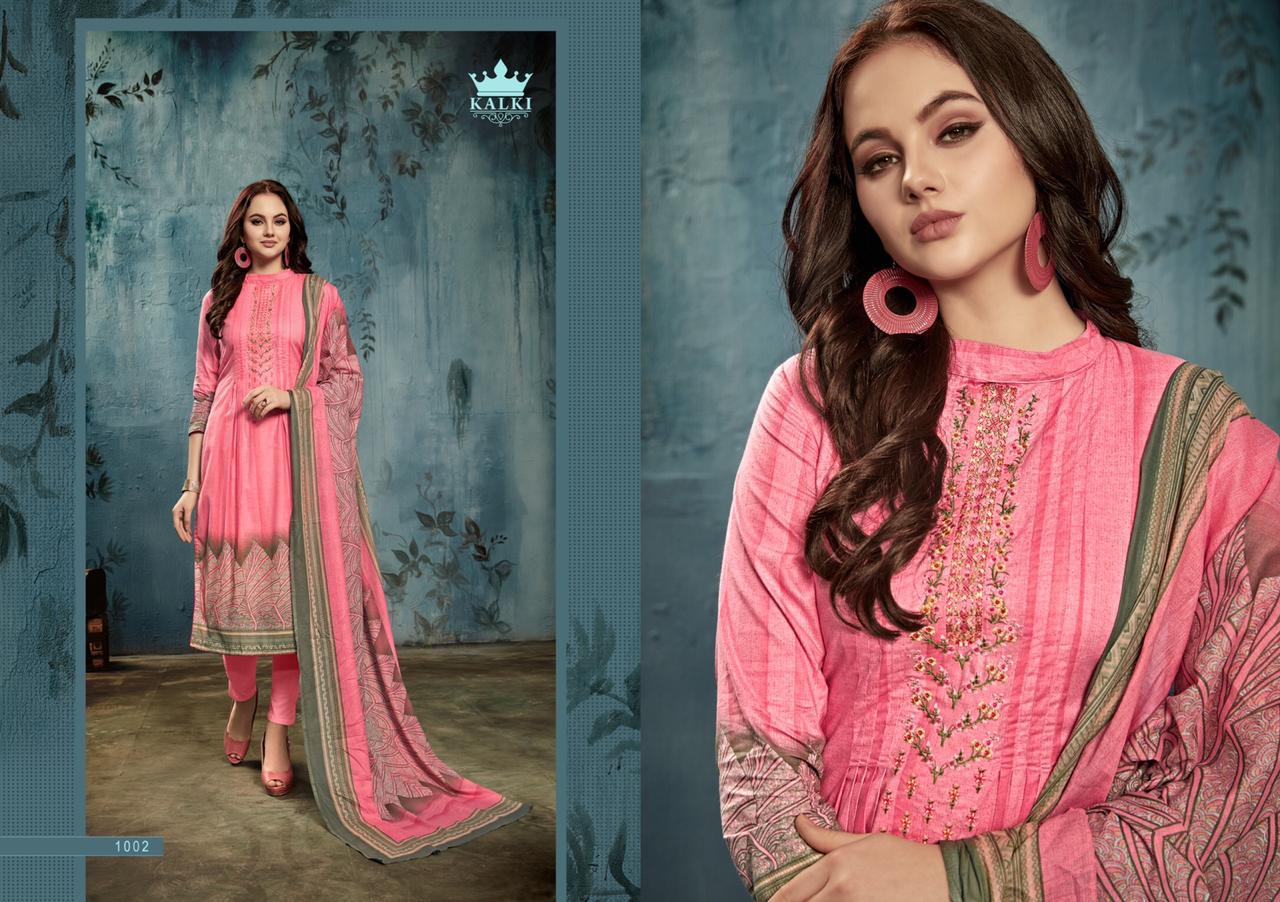 KALKI ROZAAN LAWN COTTON PRINT WORK SUITS WHOLESALE