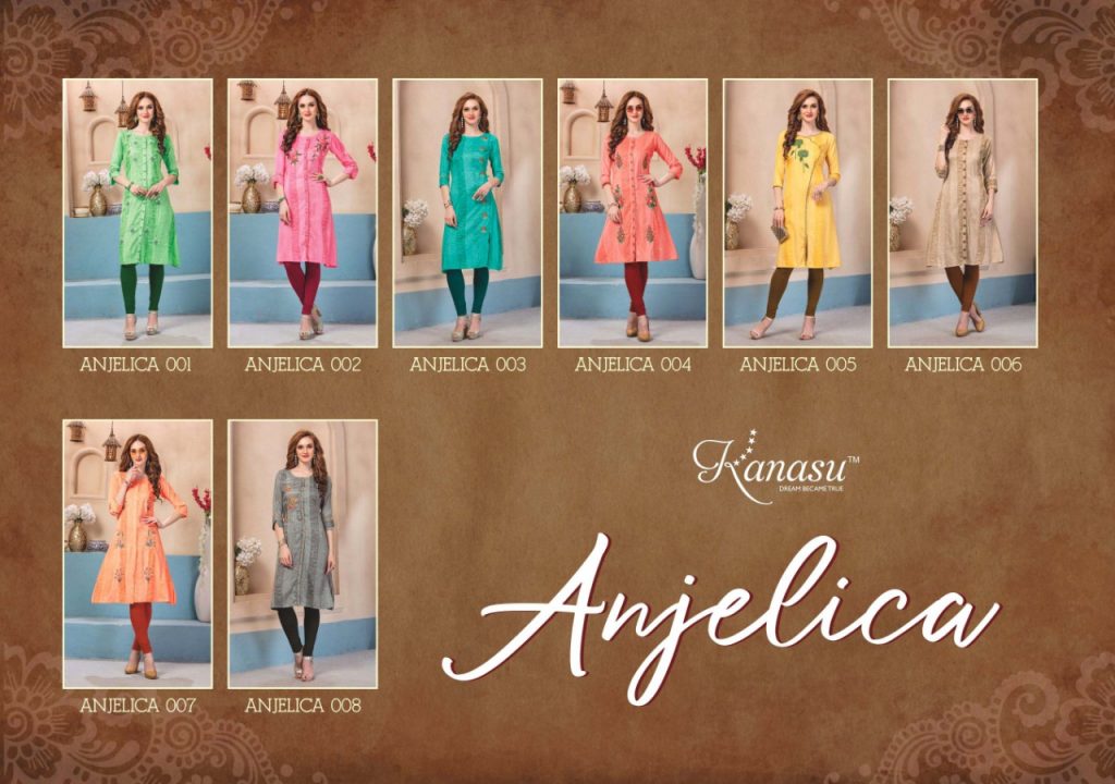 KANASU ANJELICA COTTON CASUAL WEAR KURTI WITH WORK PATTERN