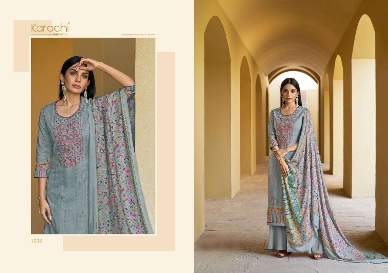 KARACHI PRINTS KESSA LAWN WITH KASHMIRI EMBROIDERY SALWAR KAMEEZ CATALOG WHOLESALER