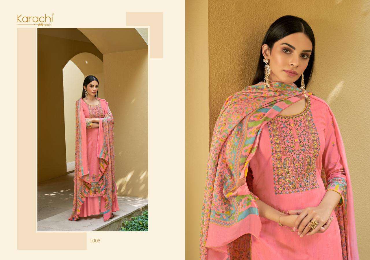 KARACHI PRINTS KESSA LAWN WITH KASHMIRI EMBROIDERY SALWAR KAMEEZ CATALOG WHOLESALER