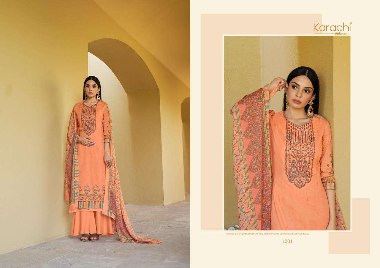 KARACHI PRINTS KESSA LAWN WITH KASHMIRI EMBROIDERY SALWAR KAMEEZ CATALOG WHOLESALER