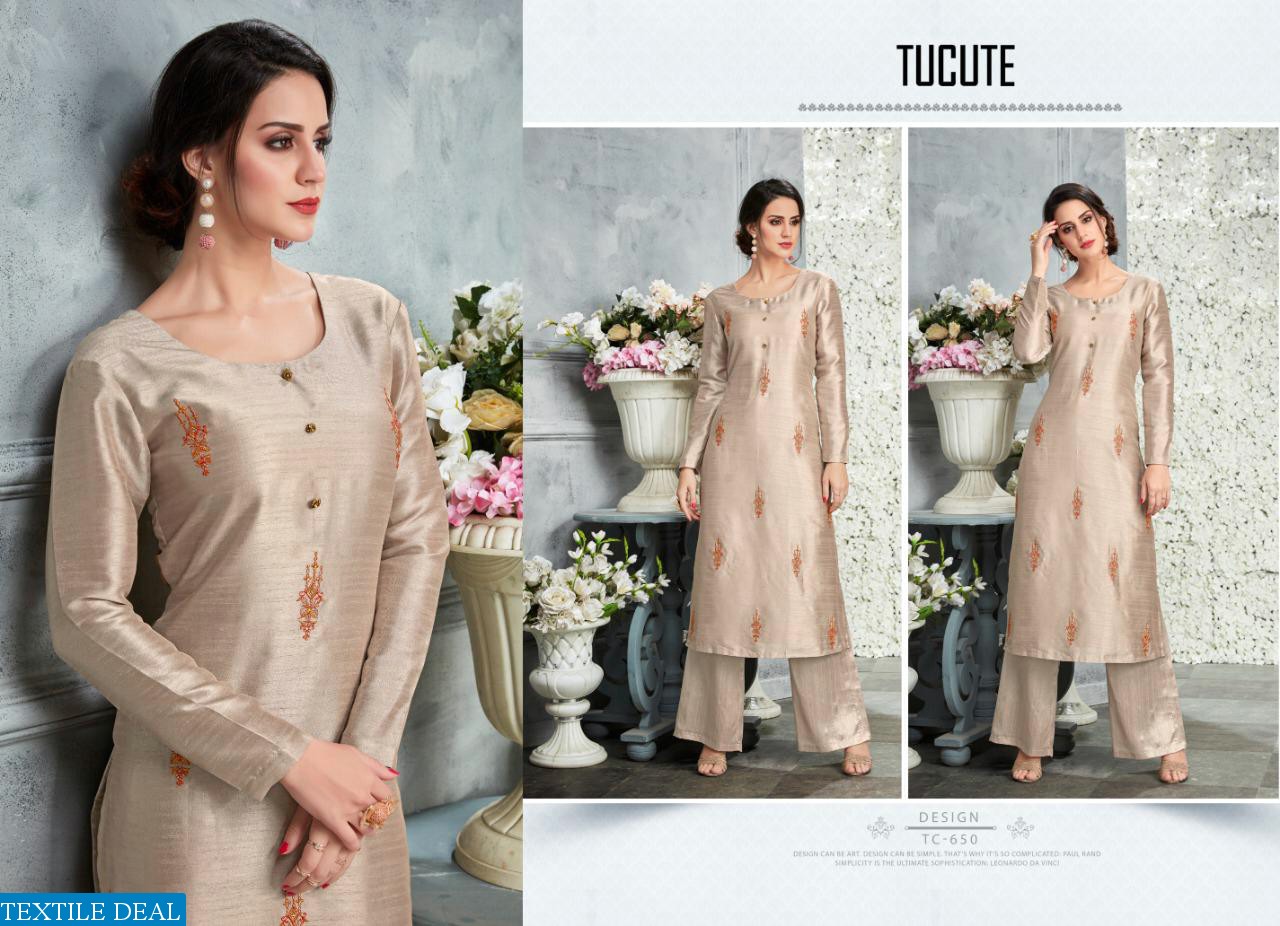 KARMA TUCUTE 648-656 SERIES PURE SILK EMBROIDERED TOP AND PURE SILK PLAZZO